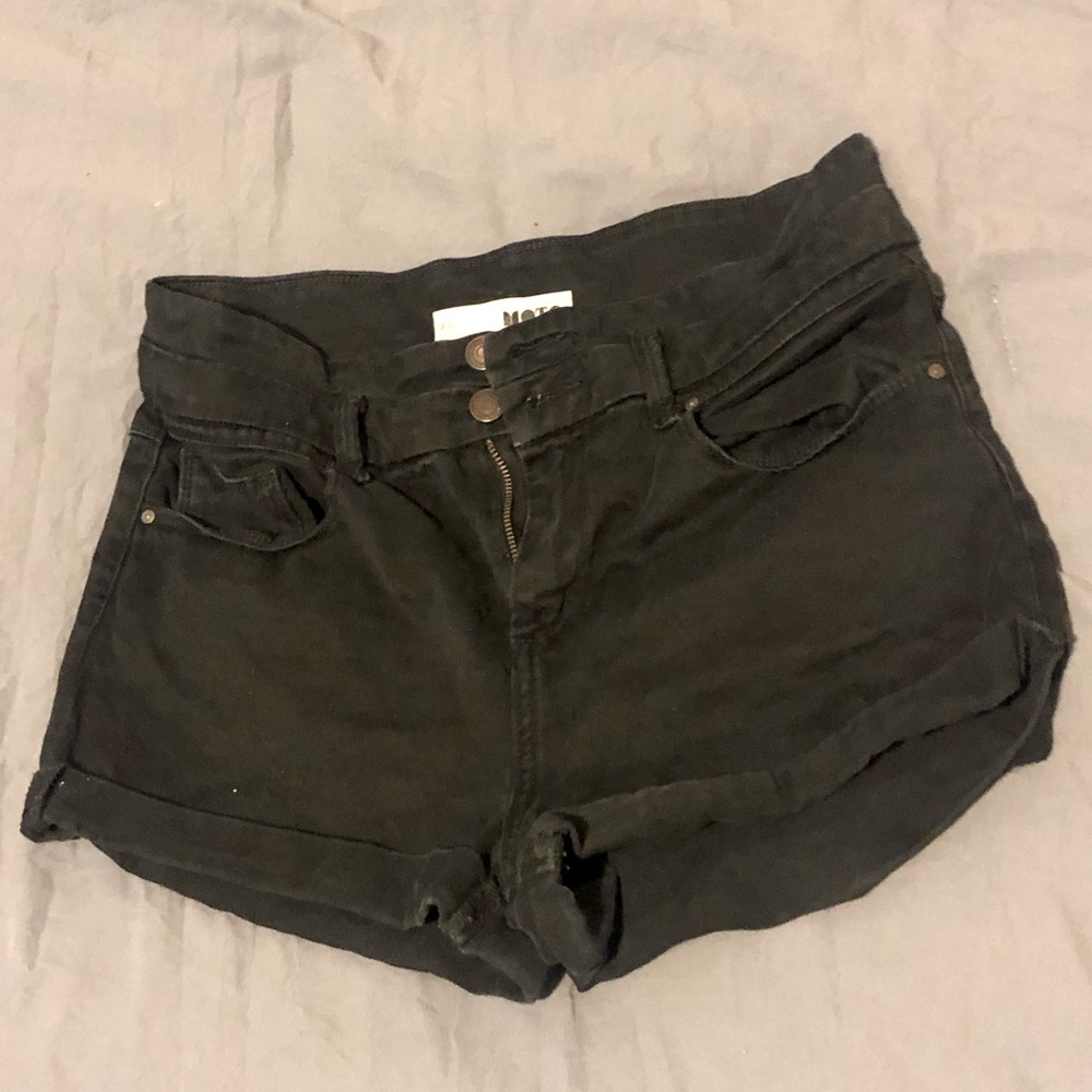 High waisted Black Denim Jean Shorts